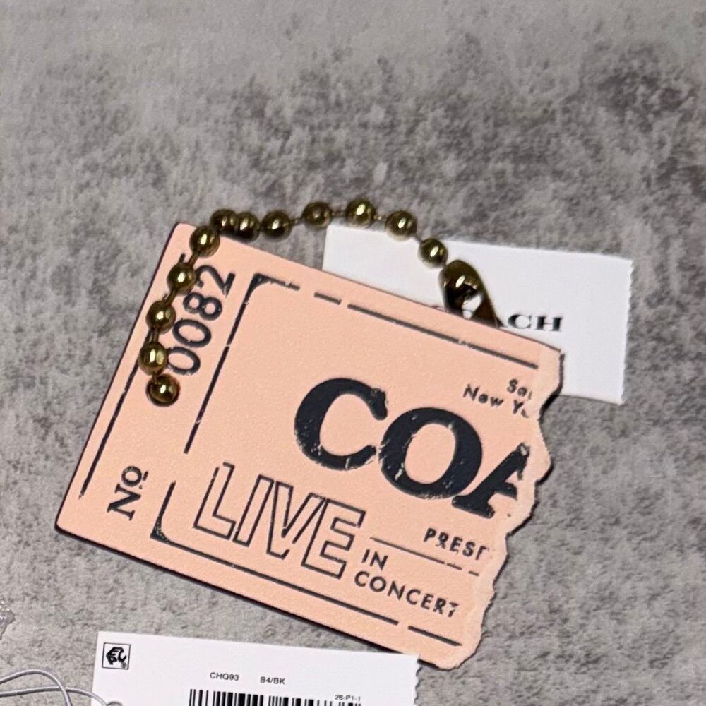 NEW Coach “Live In Concert” Ticket Bag Charm - Brass/Light Pink
